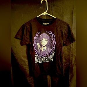 Black Graphic T-Shirt with Purple Design
